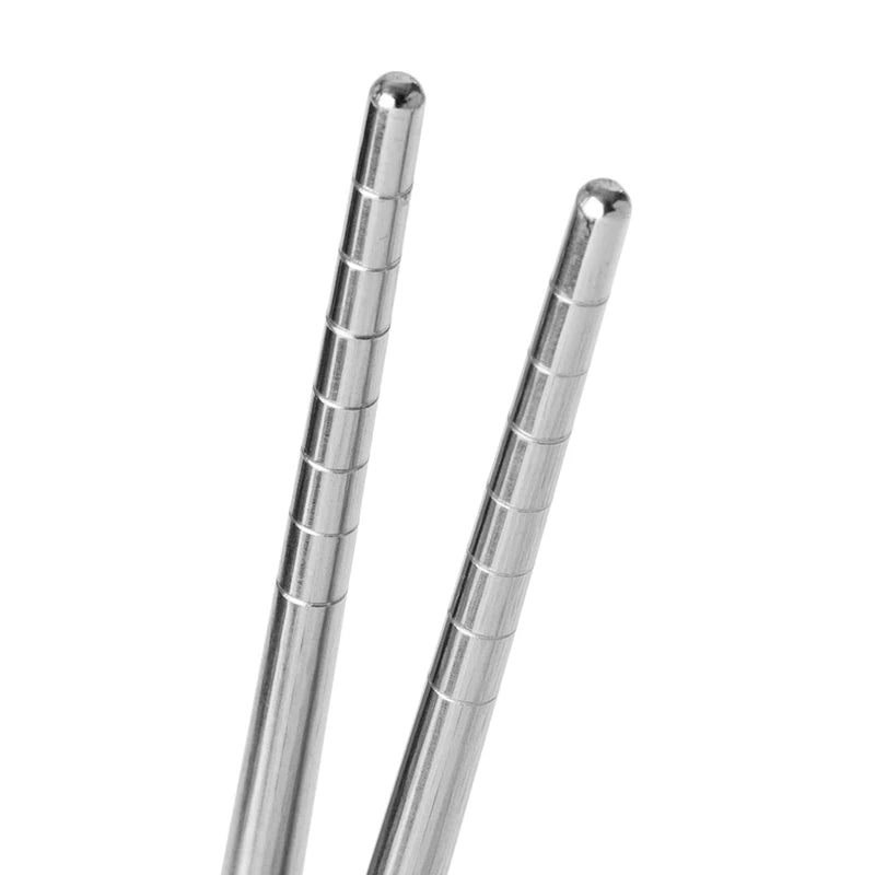 304 Stainless Steel Chopsticks 10 Pairs, 9 Inch Reusable Metal Chopstick Square Anti-Roll & Non-Slip Tips, Dishwasher Safe